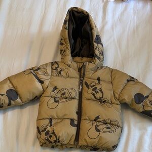 Kids 12M H&M Mickey and Friends Olive Zip Jacket